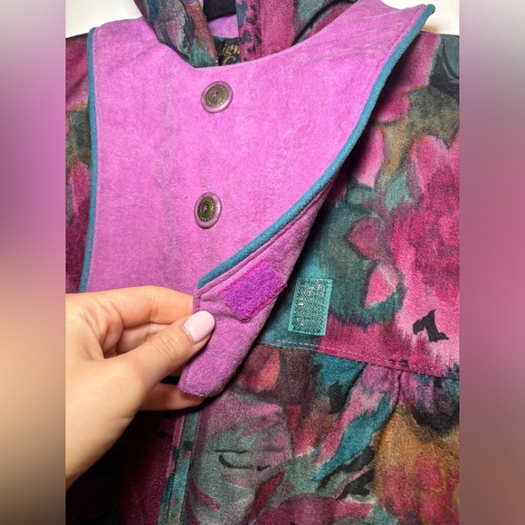 80s Floral Hooded Warm Kids Winter Vintage OnePiece Snowsuit with Hat&Gloves - Picture 2 of 11